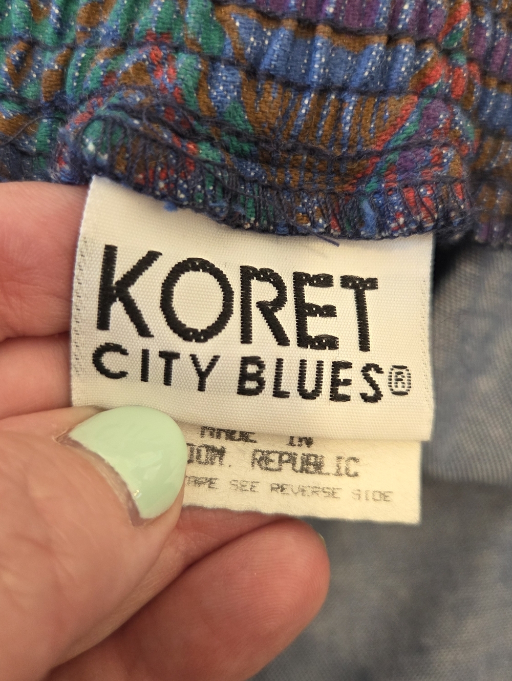 VTG Koret City Blues Southwestern Denim Midi Skirt Plus Size 20W Button Front - Picture 9 of 15